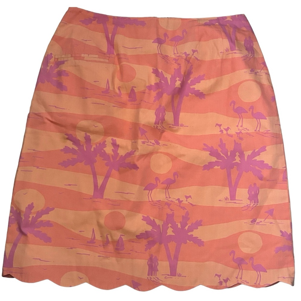 Lilly Pulitzer tropical print pink orange skirt scalloped hem size 8 Y2K - Picture 4 of 4